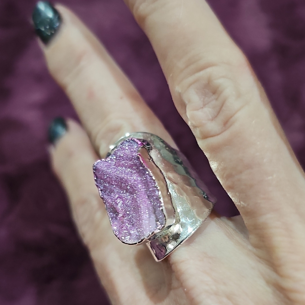 Purple Stone Crystal Adjustable Ring - image 5
